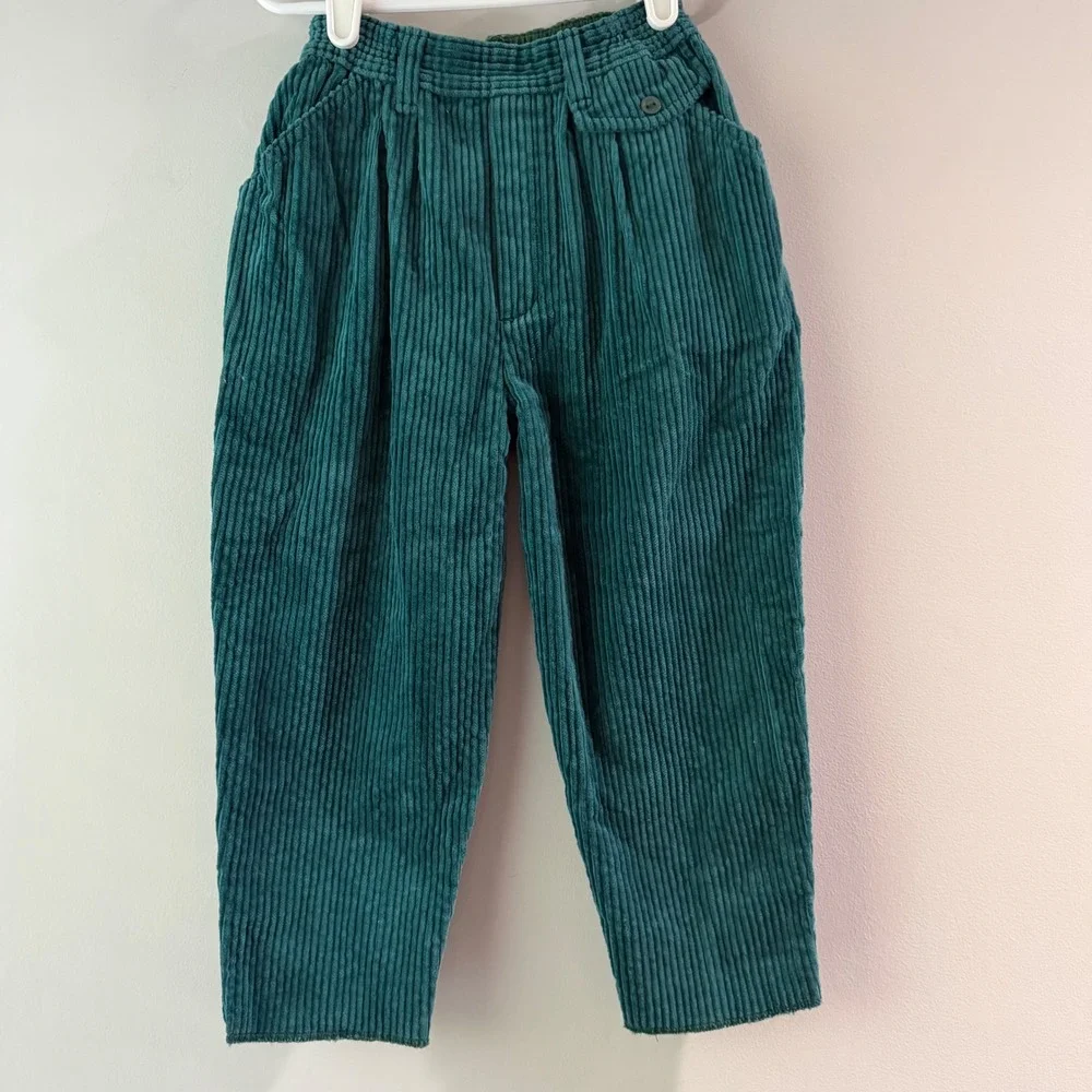Laura Ashley Corduroy Pants Toddler 2-2.5Y Teal Green Excellent Vintage France